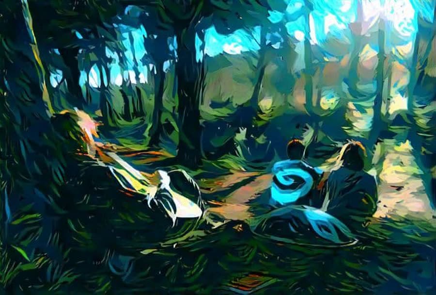 The same photograph after neural style transfer